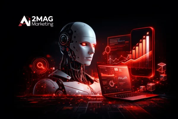 Illustration de l’intelligence artificielle générant du contenu avec une identité de marque forte et une stratégie éditoriale pour éviter l’uniformisation