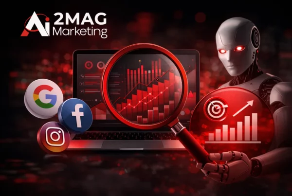 Infographie présentant une agence de communication digitale à Casablanca Maroc : branding, réseaux sociaux, création de contenu, vidéo et stratégie digitale