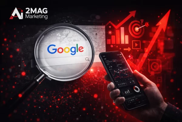 Interface web moderne avec navigation intuitive, optimisation mobile et indicateurs SEO liés à l’expérience utilisateur