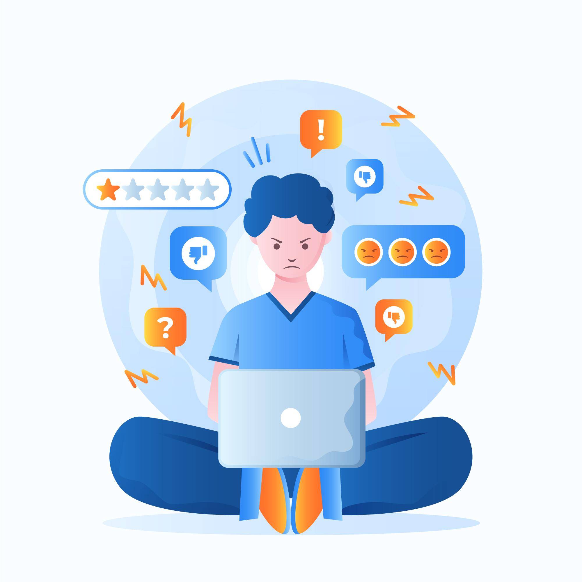 Expérience client digitale illustrée par un utilisateur naviguant sur un site web fluide sur ordinateur et smartphone, montrant un parcours client optimisé et une interface UX moderne