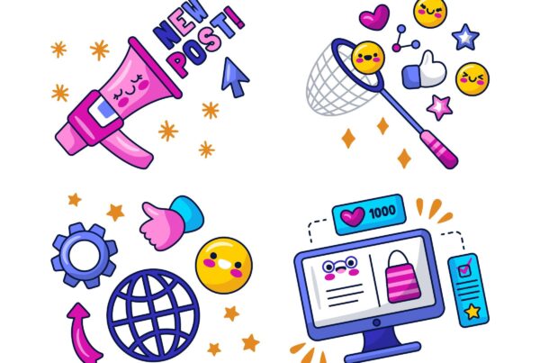 Emojis marketing affichés sur un smartphone utilisés pour améliorer l’engagement et la communication sur les réseaux sociaux et le marketing digital