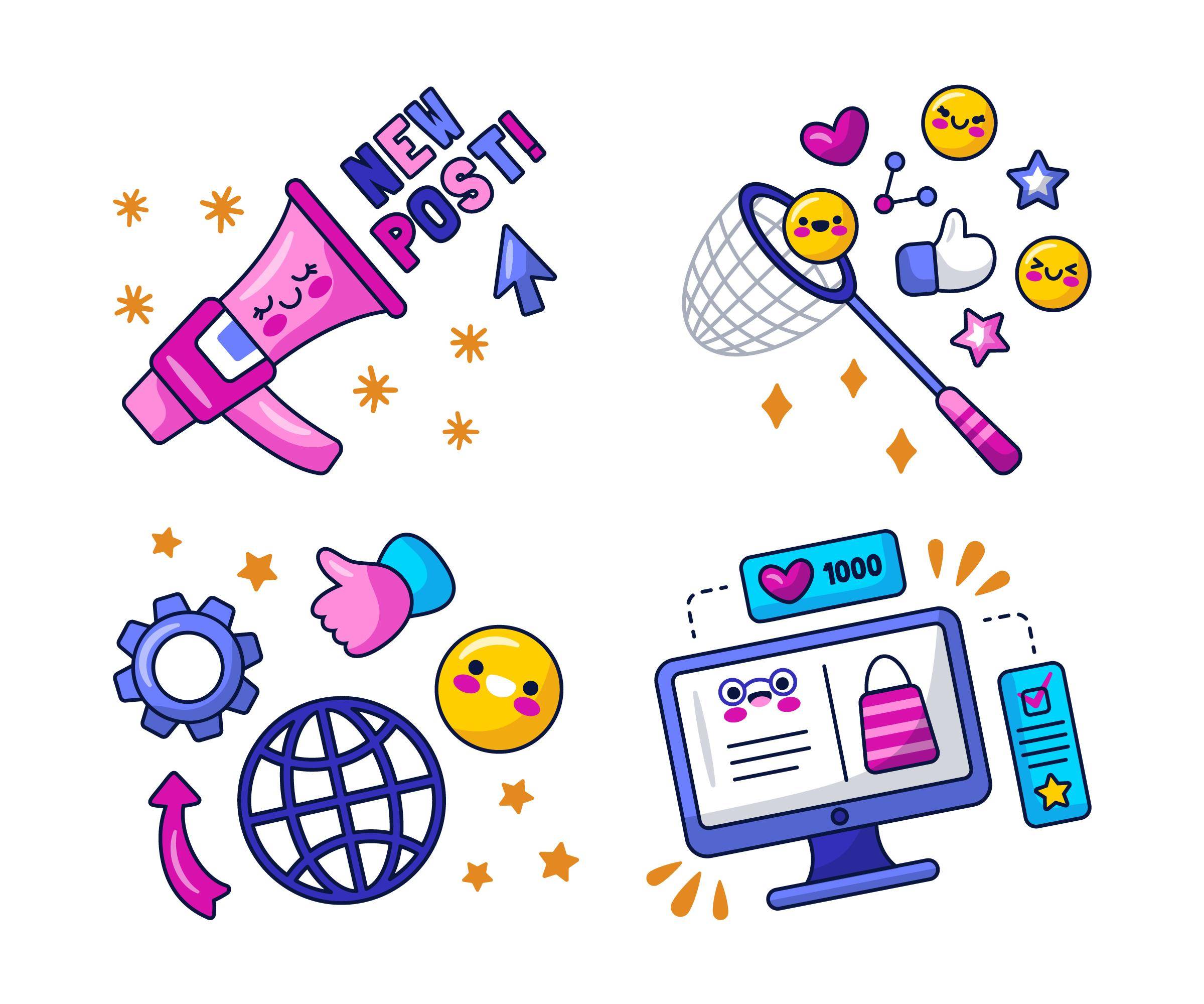 Emojis marketing affichés sur un smartphone utilisés pour améliorer l’engagement et la communication sur les réseaux sociaux et le marketing digital