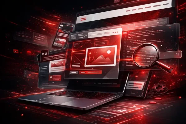 Interface moderne de site web en cours de refonte avec amélioration UX, design responsive et optimisation SEO