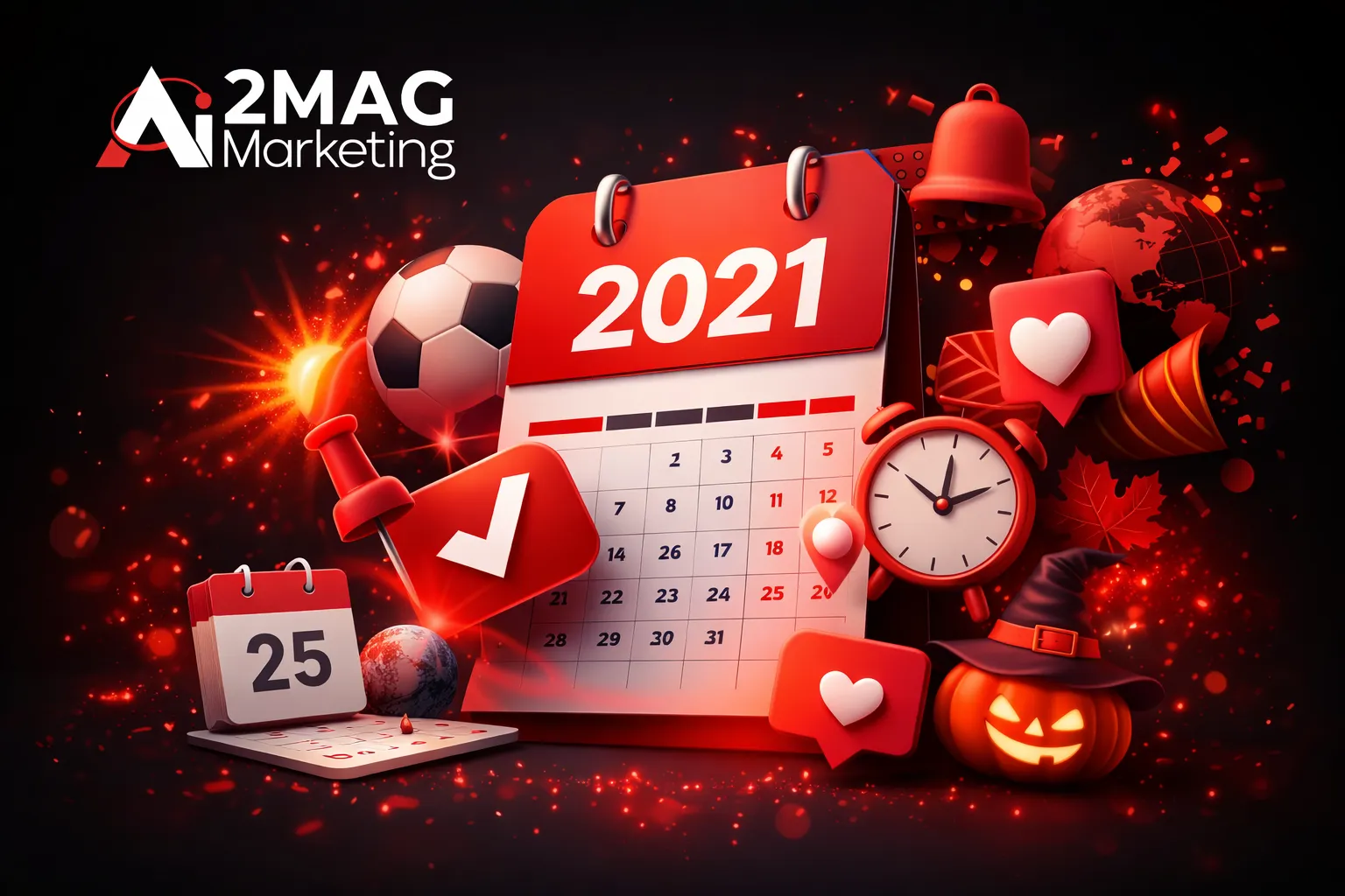 Calendrier marketing 2021 avec événements mensuels, journées internationales et dates clés pour organiser une stratégie de contenu social media