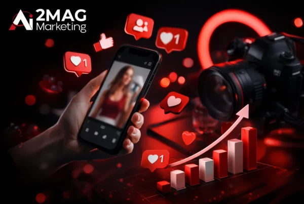 Campagne de marketing d’influence avec créateur de contenu, réseaux sociaux et collaboration avec une marque