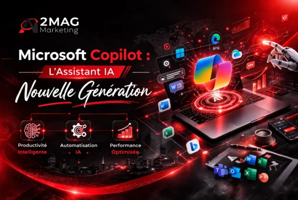 Microsoft Copilot, assistant IA intégré à Windows 11 et Microsoft 365 pour améliorer la productivité.