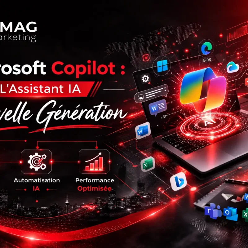 Microsoft Copilot, assistant IA intégré à Windows 11 et Microsoft 365 pour améliorer la productivité.