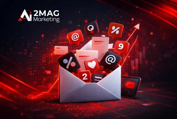 Illustration de l’email marketing dans une stratégie multicanale avec engagement client, automatisation, suivi des performances et conversion digitale