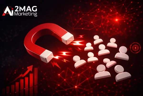Stratégie de génération de leads avec tunnel de conversion, marketing digital, SEO et CRM pour attirer et convertir des prospects qualifiés.